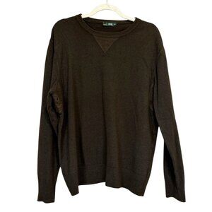 Jeep Mens Knitted Sweater Lambswool Italy Long Sleeve Green Logo Patch Size XL